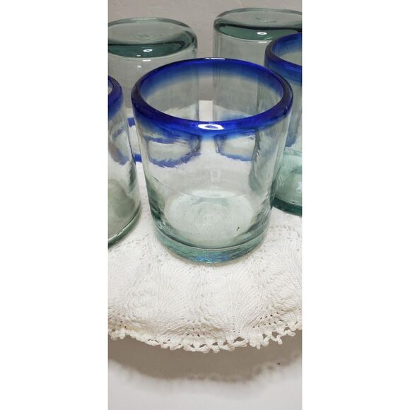 Hand Blown Mexican Glass Pitcher and 5 matching Glasses ~Merrari~ - Picture 4 of 14